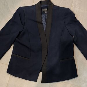 J.Crew Asymmetrical Crepe Blazer Navy Blue Size 4 Women's Jacket